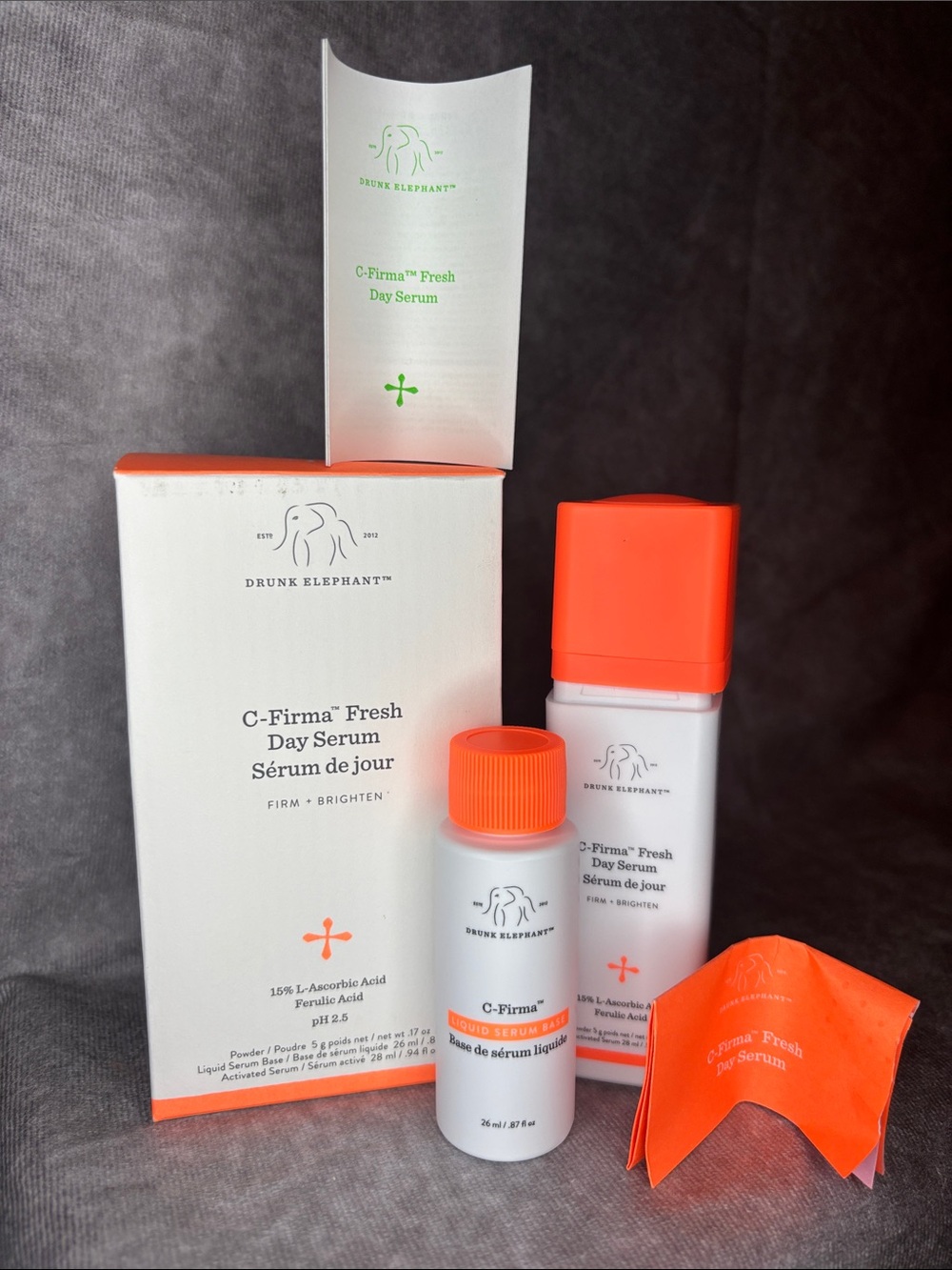 Drunk Elephant C‑Firma Day Serum — White with Orange Accents